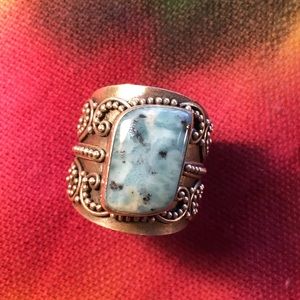Larimar in sterling ring
